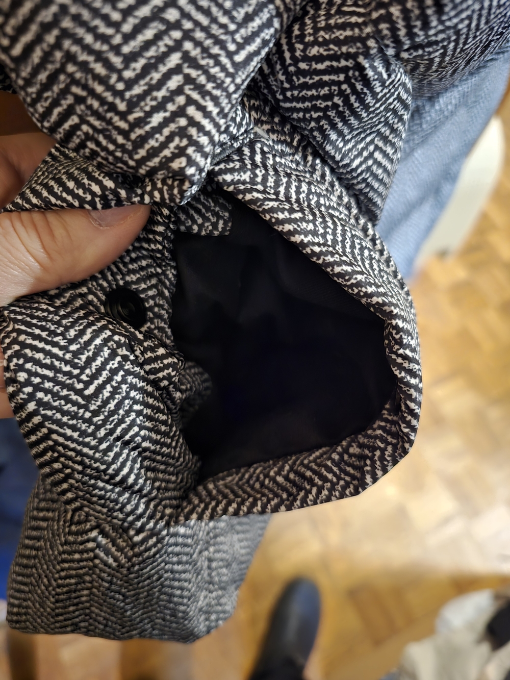 Lands' End Black & White Herringbone Quilted Vest - Picture 4 of 4